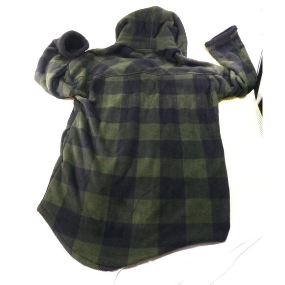 Boston Traders Hooded Jacket Men's L/XL Button Up Sherpa Fleece Lined Shacket Pl - Picture 2 of 9